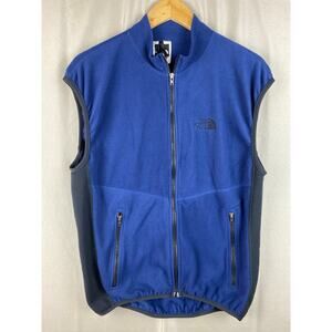 Vintage The North Face Fleece Full Zip Vest Mens sz XL Blue/Black Hiking Outdoor
